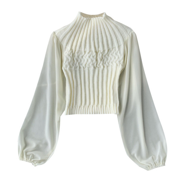 Νέο μοντέλο γυναικείο πουλόβερ με διαφανή μανίκια σε διάφορα χρώματα