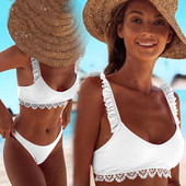 Γυναικείο μαγιό μπικίνι  με ψηλή μέση σε λευκό χρώμα