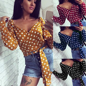 Γυναικεία μοντέρνα μπλούζα πουά σε τέσσερα χρώματα