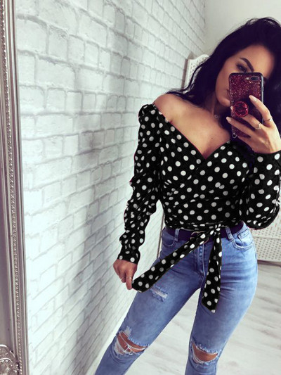 Γυναικεία μοντέρνα μπλούζα πουά σε τέσσερα χρώματα