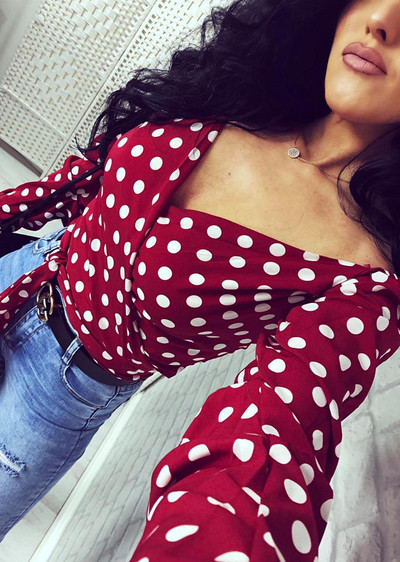 Γυναικεία μοντέρνα μπλούζα πουά σε τέσσερα χρώματα