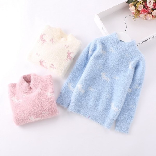 Új modell pólógallérral ellátott gyerek pulóver lányoknak több színben