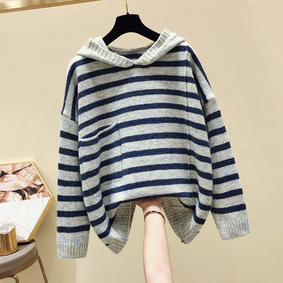 Casual γυναικείο  πουλόβερ με κουκούλα σε τρία χρώματα