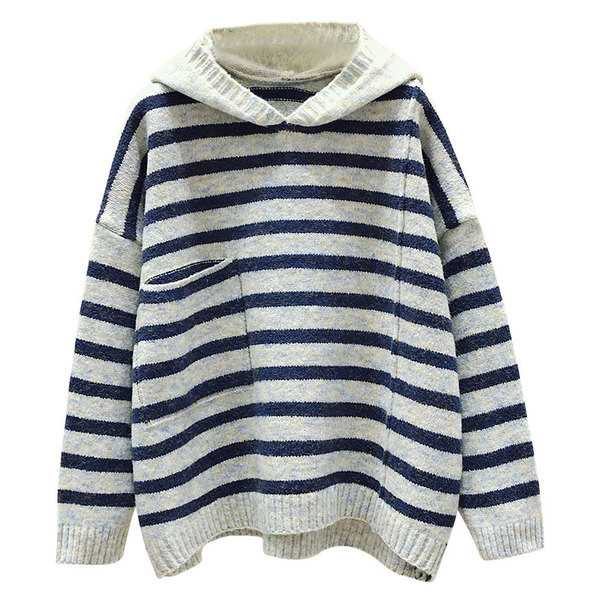 Casual γυναικείο  πουλόβερ με κουκούλα σε τρία χρώματα