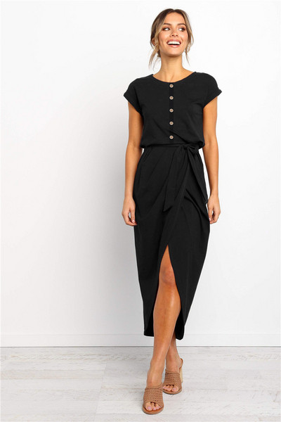 Μοντέρνο γυναικείο φόρεμα  σε διάφορα χρώματα με κοντά μανίκια