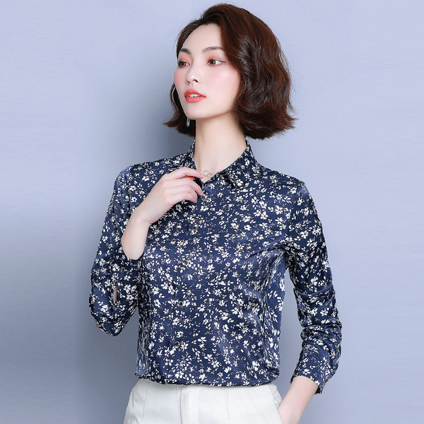 Cămașă elegantă de damă în trei culori - cu motive florale