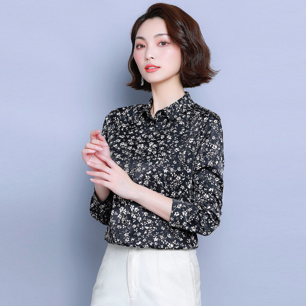 Cămașă elegantă de damă în trei culori - cu motive florale