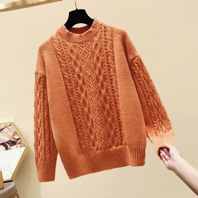 Χειμερινό γυναικεί πουλόβερ με O-λαιμό σε διάφορα χρώματα