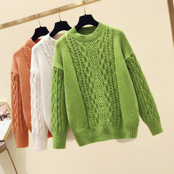 Χειμερινό γυναικεί πουλόβερ με O-λαιμό σε διάφορα χρώματα