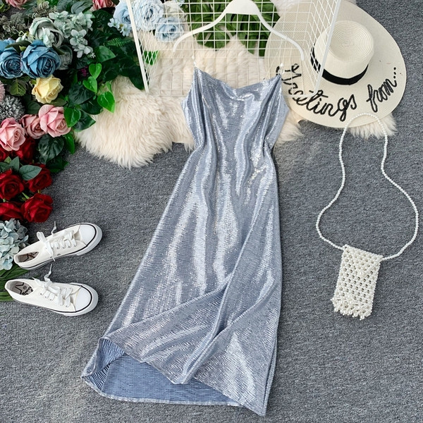 Rochie lunga de dama eleganta cu bretele subtiri in mai multe culori