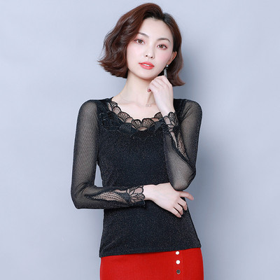 Μοντέρνα γυναικεία μπλούζα σε τρία χρώματα μεδαντέλα