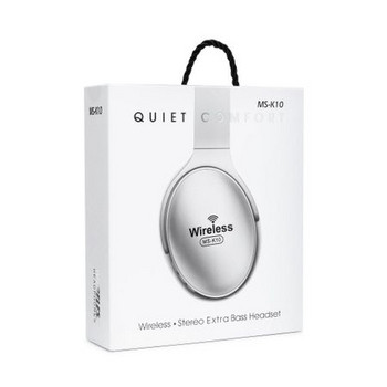 Ασύρματο ακουστικό MS-K10 Quiet Comfort, Έκδοση Bluetooth 5.0, Υποστήριξη καρτών μνήμης - Ασημί