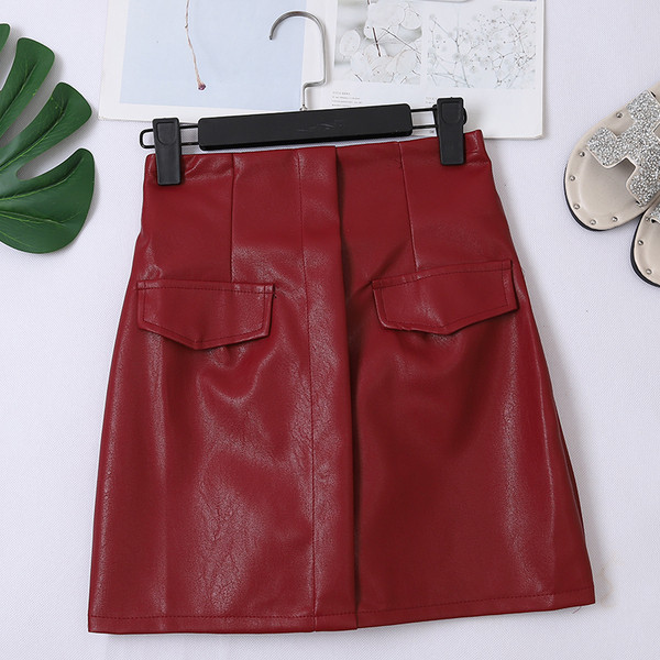 Fusta de dama actuala in cinci culori - piele ecologica cu fermoar