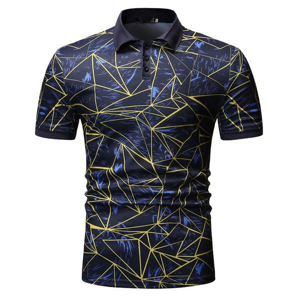 Tricou modern pentru bărbați cu guler clasic în roșu și albastru