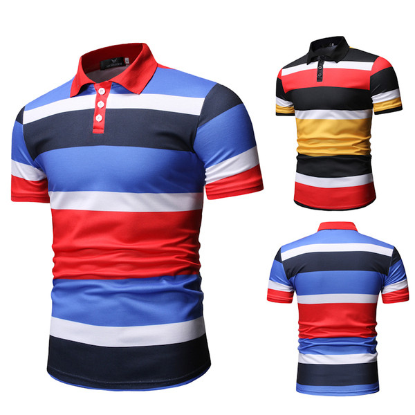 Tricou casual barbatesc in dungi cu guler clasic in doua culori