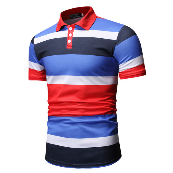 Tricou casual barbatesc in dungi cu guler clasic in doua culori