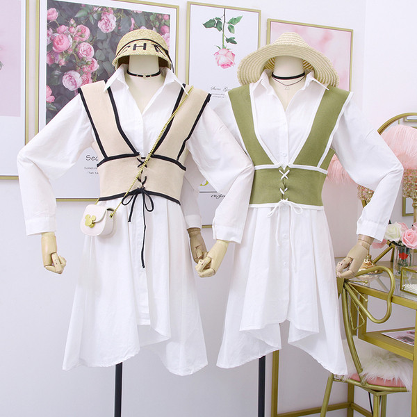 Modern aszimmetrikus női ing + mellény három színben