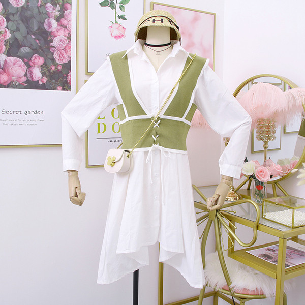 Modern aszimmetrikus női ing + mellény három színben