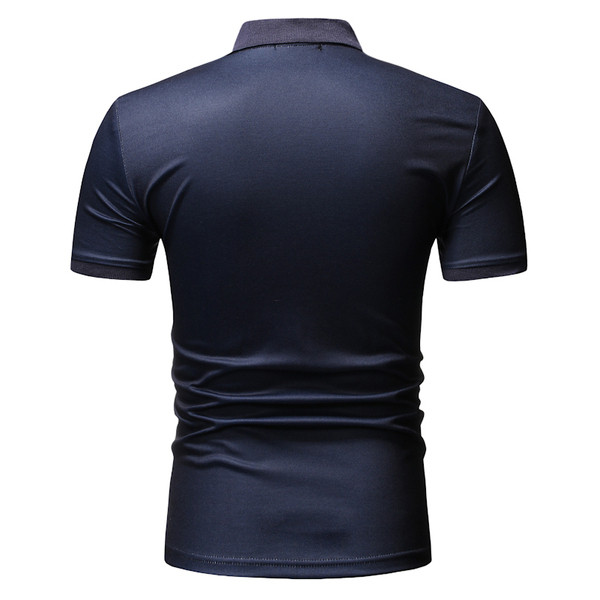 Tricou modern pentru bărbați în albastru și verde cu nasturi