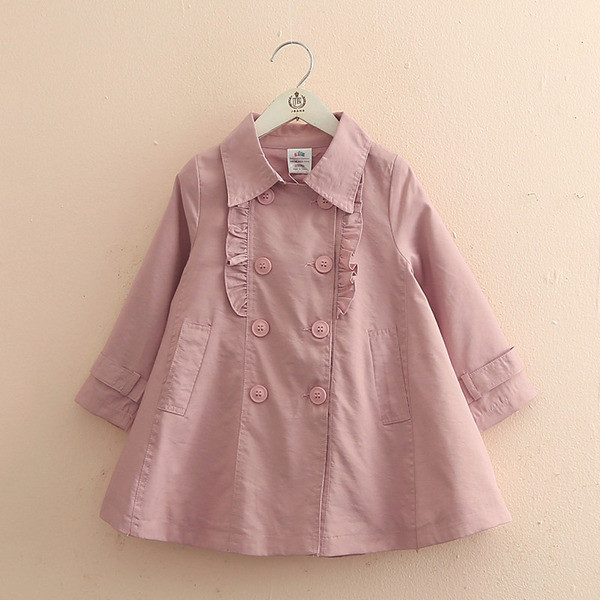 Μοντέρνο παιδικό  μπουφάν για κορίτσια  με κουμπιά σε ροζ χρώμα