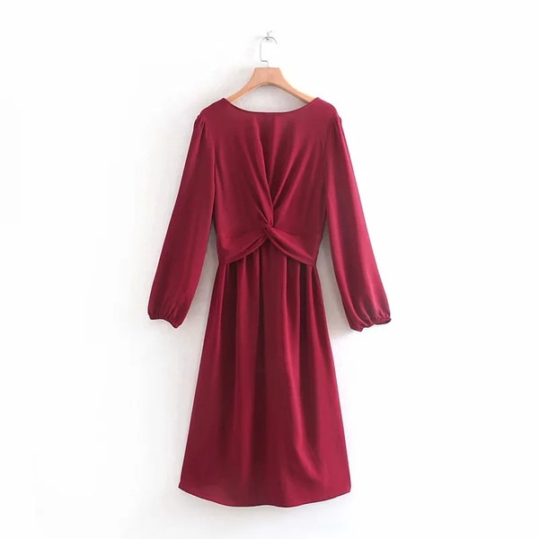 Κομψό γυναικείο φόρεμα με  λαιμό O σε κόκκινο χρώμα