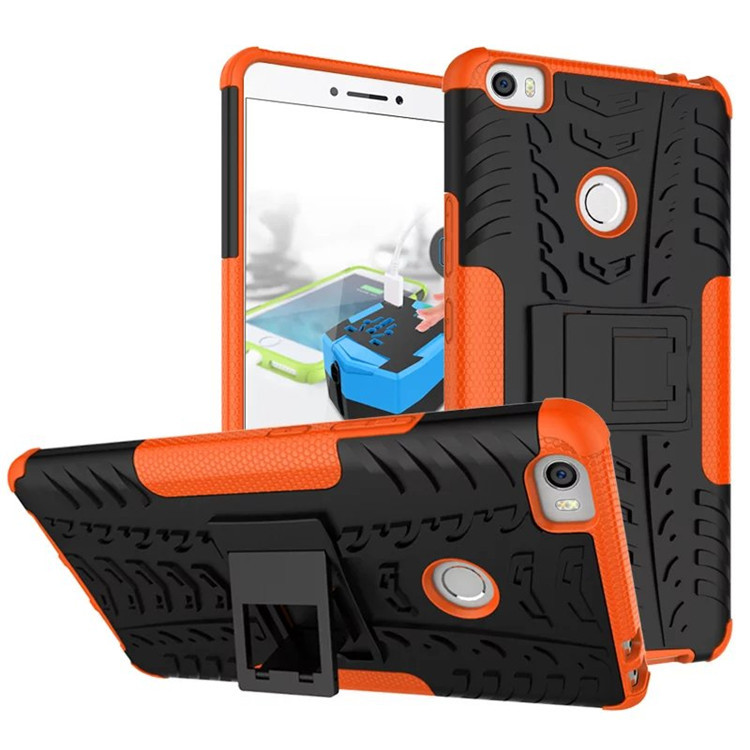 Удароустойчив  калъф за  телефон -модел Xiaomi Redmi 6A със стойка  в оранжев цвят 