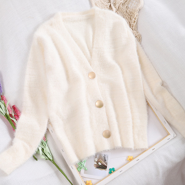 Μοντέρνα γυναικεία ζακέτα με  λαιμό V με τέσσερα χρώματα