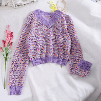 Καθημερινό γυναικέιο πουλόβερ σε τρία χρώματα με V-λαιμό