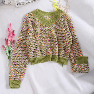 Καθημερινό γυναικέιο πουλόβερ σε τρία χρώματα με V-λαιμό