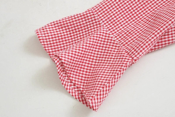 Modern női kockás blúz 7/8 ujjal - piros színű