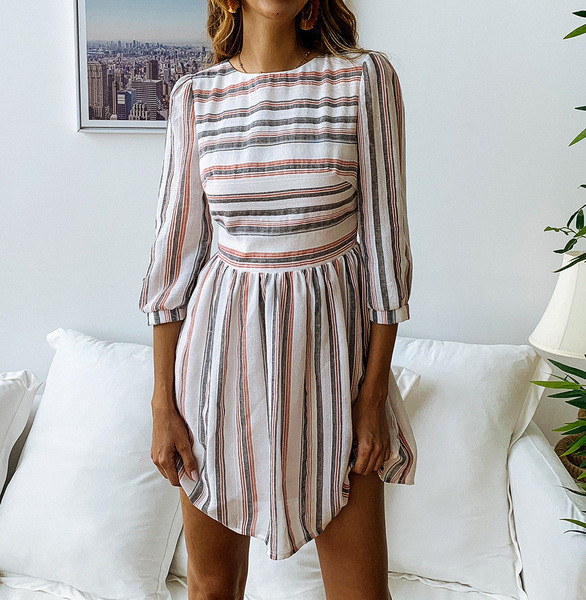 Rochie moderna de dama in trei culori cu maneci lungi