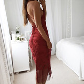 Elegáns női ruha több színben rojtokkal