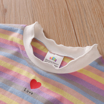 Нов модел раирана детска блуза с апликация за момичета