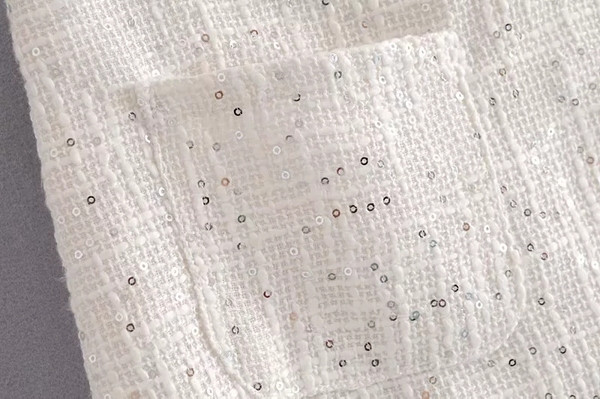 Fusta scurta de dama moderna cu paiete in alb si negru