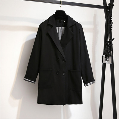 Елегантно дамско сако с двойно закопчаване в черен цвят