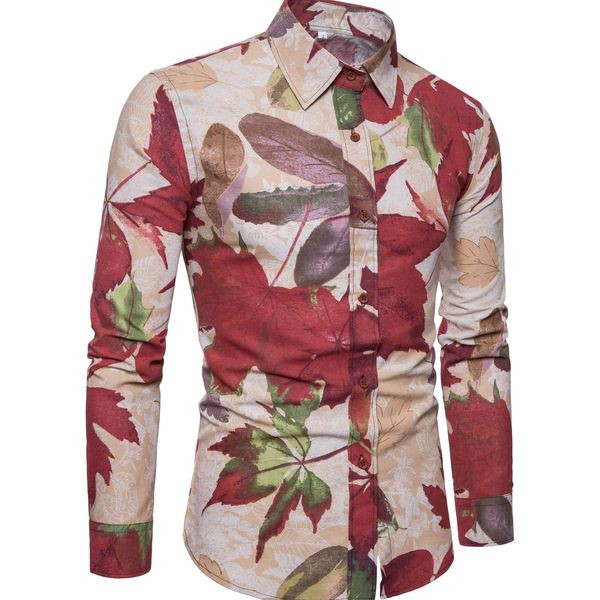 Modern férfi ing hosszú ujjal, virágmintával, két színben