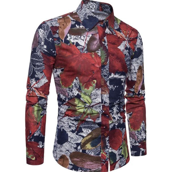 Modern férfi ing hosszú ujjal, virágmintával, két színben