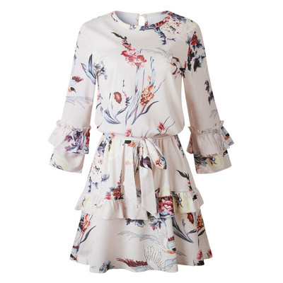 Μοντέρνο γυναικείο σύντομο φόρεμα  με floral σχέδιο