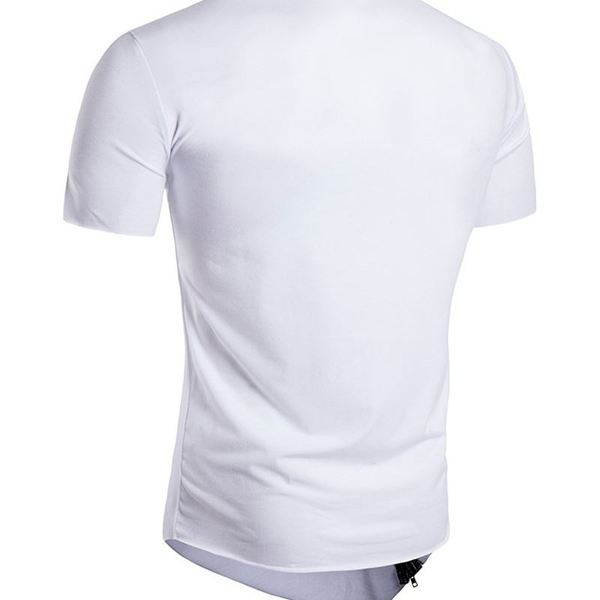 Tricou modern pentru bărbați cu mâneci scurte și fermoar în alb și negru