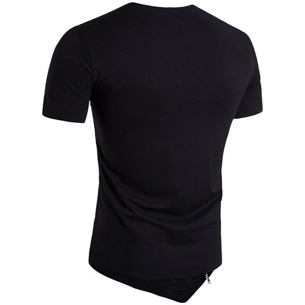 Tricou modern pentru bărbați cu mâneci scurte și fermoar în alb și negru