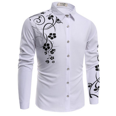 Μοντέρνο πουκάμισο με κλασικό κολάρο και floral μοτίβο σε τρία χρώματα