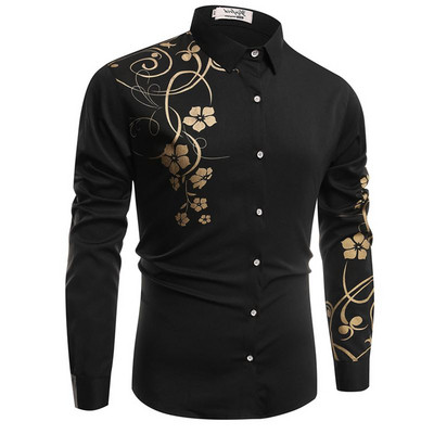 Μοντέρνο πουκάμισο με κλασικό κολάρο και floral μοτίβο σε τρία χρώματα