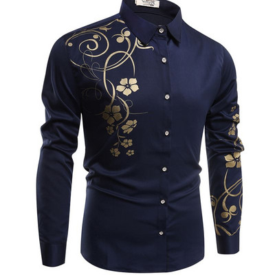 Μοντέρνο πουκάμισο με κλασικό κολάρο και floral μοτίβο σε τρία χρώματα