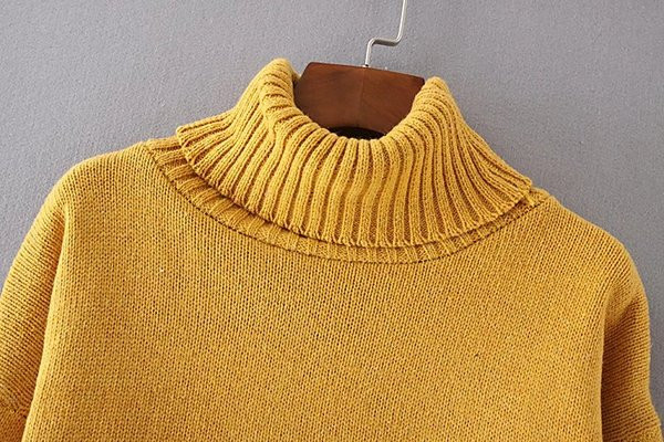 Χειμερινό  γυναικείο πουλόβερ ασύμμετρο σχέδιο με υψηλό κολάρο  σε διάφορα χρώματα