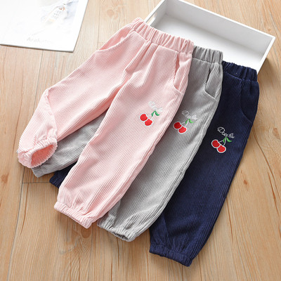 Ежедневни детски панталони за момичета в няколко цвята с бродерия