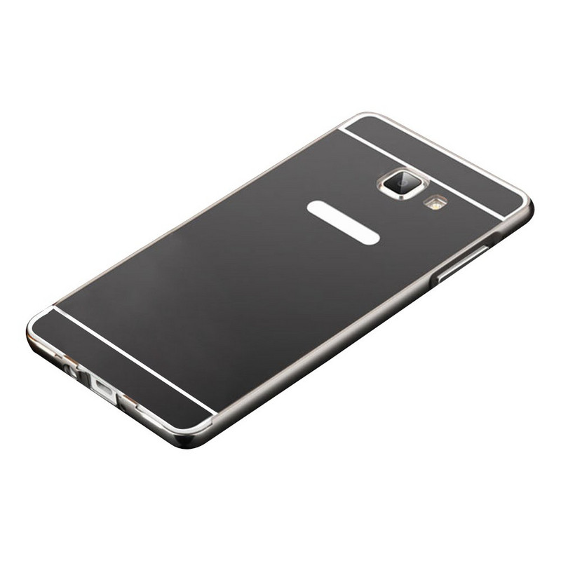 Μεταλλική θήκη τηλεφώνου με καθρέφτη πίσω για το Samsung J5 2016 σε μαύρο χρώμα