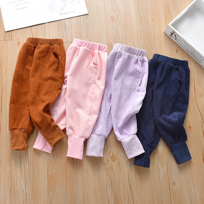 Детски ежедневен панталон за момичета с джобове в различни цветове