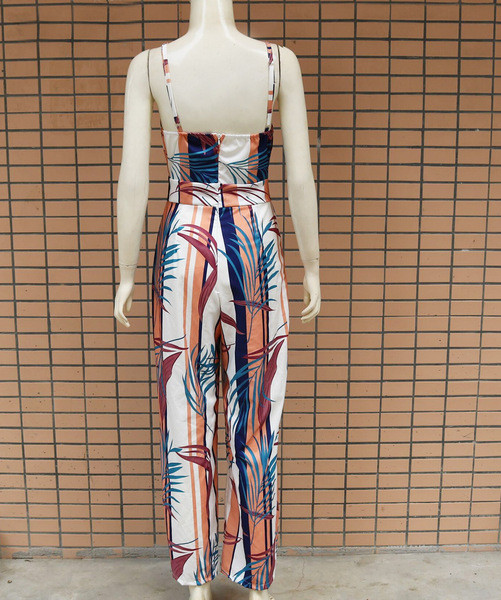 Μοντέρνες γυναικείες ολόσωμες φόρμες με λεπτές λωρίδες και floral σχέδιο