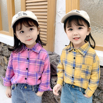 Модерна детска риза за момичета -с копчета в два цвята 