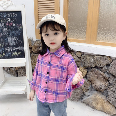 Cămașă modernă pentru copii pentru fete - cu nasturi în două culori